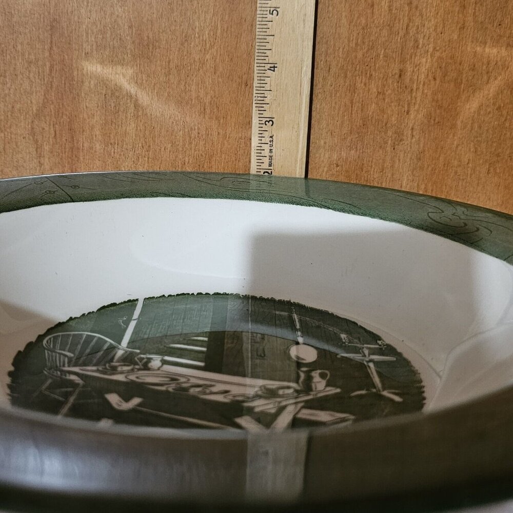 Colonial Homestead Serving Bowl 10" green by Royal USA colonial revival 1970s - Picture 11 of 11